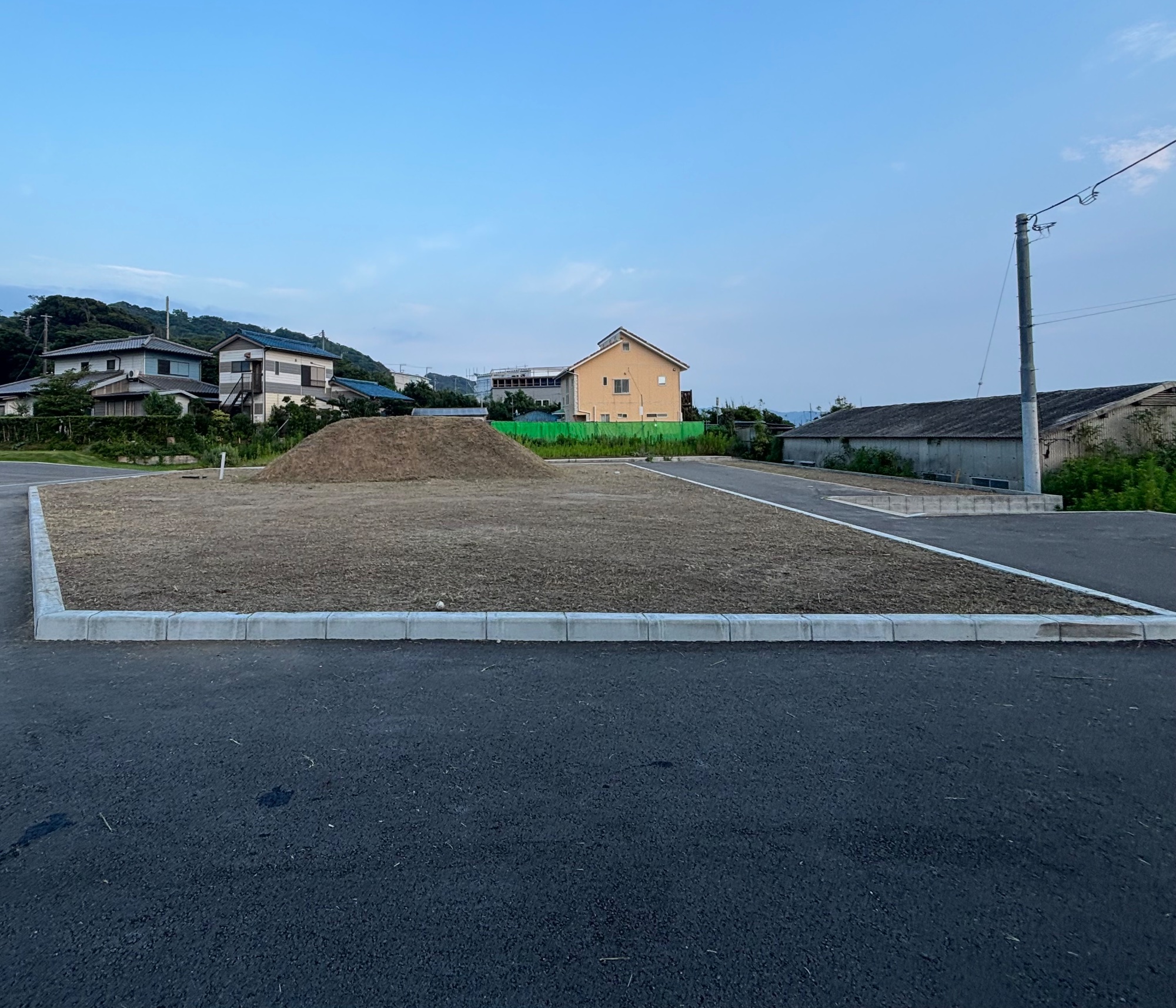 伸び過ぎた雑草の草刈りの作業後
